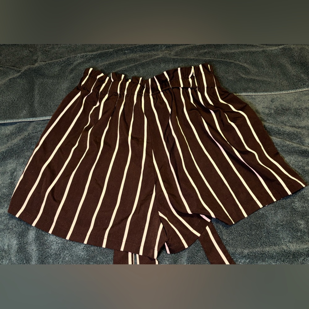 SHEIN Black and White Striped Shorts